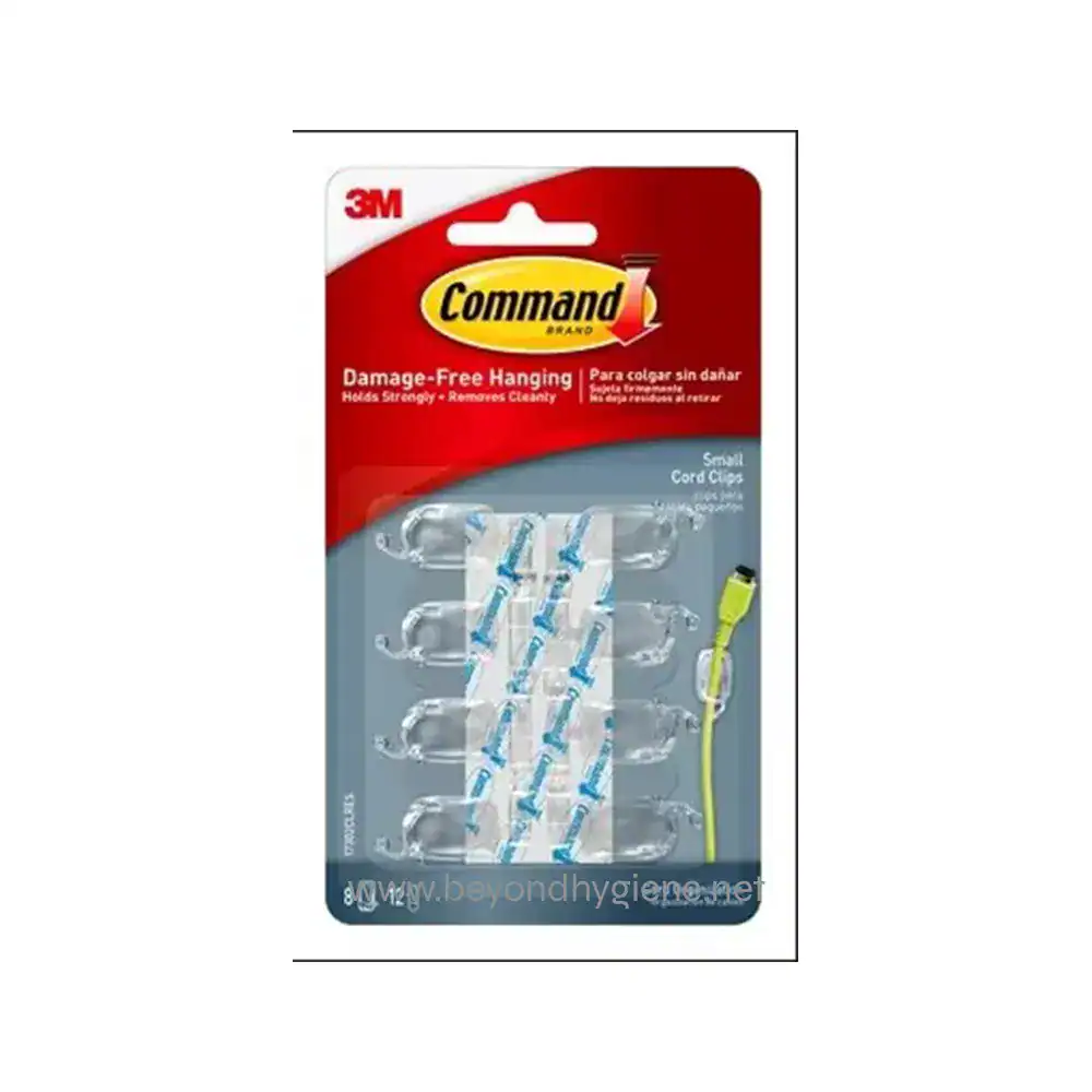 Command™ Cord Clips Small Clear 8 pcs + 12 strips clear Command™ Cord Clips Small Clear 8 pcs + 12 strips clear