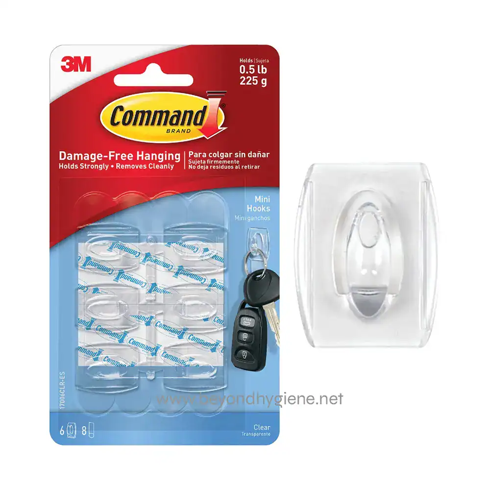 Command™ Hooks Mini Clear 6 pcs + 8 strips Command™ Clear Mini Hooks
