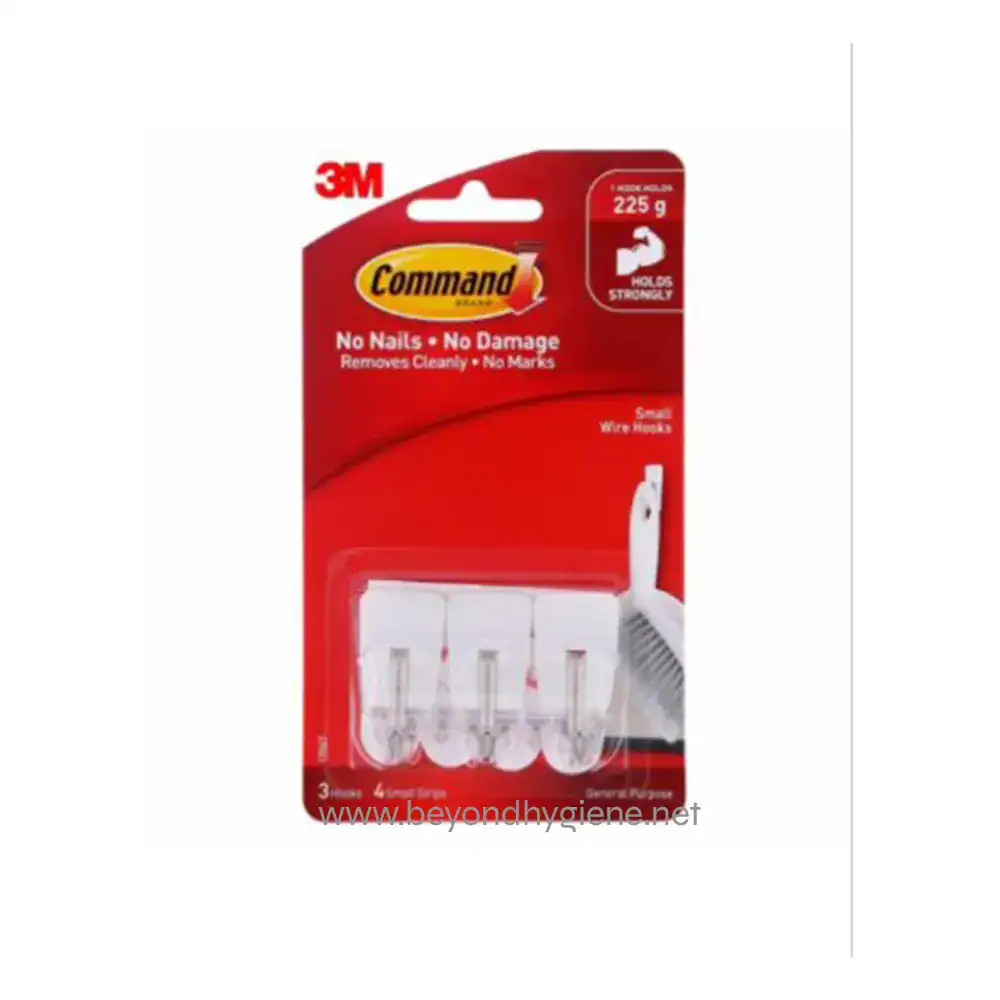 Command™ Wire Hooks Small 3 pcs + 4 strips (1) Command Small Wire Hooks: 3 Pieces