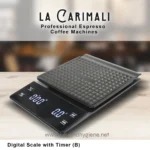 Digital scale with timer used for precise measurement in professional settings, ideal for food and kitchen hygiene applications.