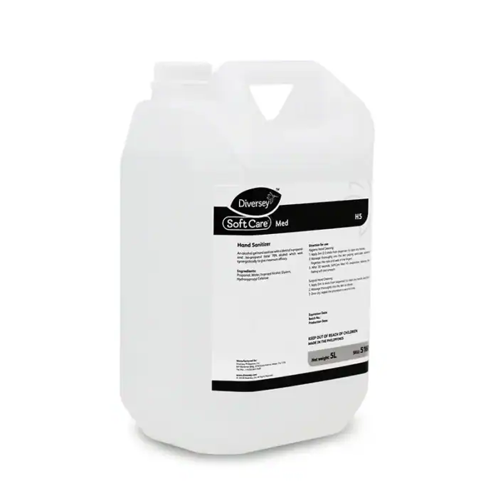 Diversey SoftCare Hand Sanitizer 5L, alcohol-based disinfectant for effective hand hygiene and sanitation in commercial and healthcare settings.