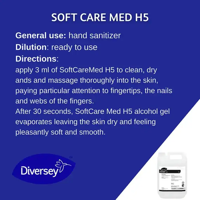 Soft Care Med H5 hand sanitizer instructions and product details from Beyond Hygiene Asia.