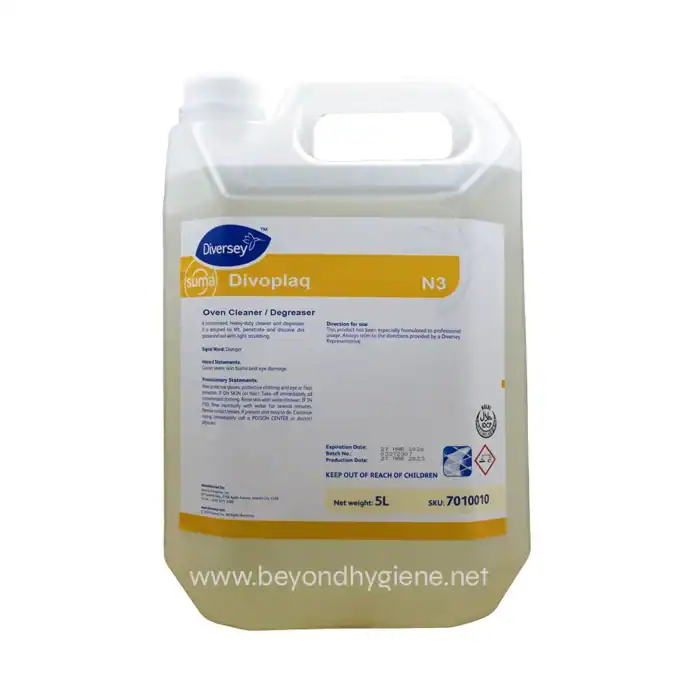 Diversey Divoplaq N3 oven cleaner and degreaser, 5L - professional industrial cleaning solution for kitchen appliances and surfaces, highly effective and safe.
