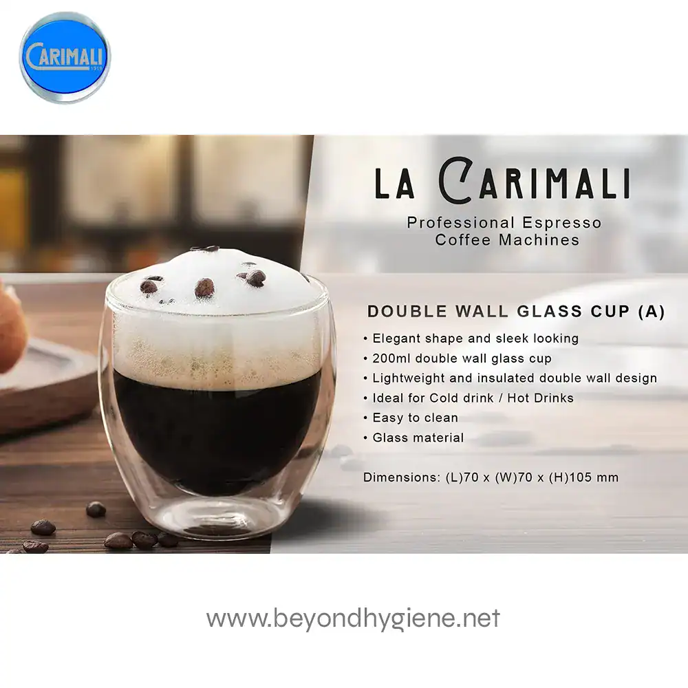 Double wall glass cup for coffee, hot and cold drinks, elegant design, 200ml capacity, easy to clean, lightweight, insulated, made of high-quality glass, ideal for espresso and beverages, dimensions 70x70x105mm.