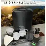 Elegant black espresso machine case with coffee brewing accessories, perfect for baristas and coffee enthusiasts. Durable, portable, and sleek design for professional coffee service anywhere.