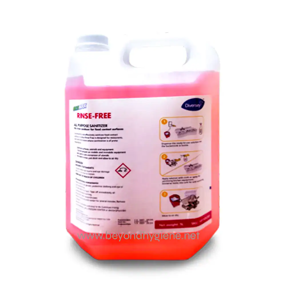 Biodegradable disinfectant cleaner for hygiene and sanitation, ideal for industrial and commercial use, eco-friendly, safe for surfaces, with instructions for proper application.