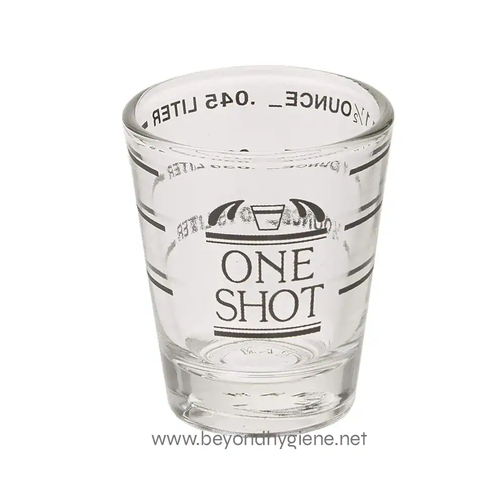 Espresso Shot Glass (2) People also ask, 2. Clear shot glass with "ONE SHOT" logo and measurement lines, used for serving alcohol, with a focus on barware and beverage accessories. 3. A transparent shot glass featuring "ONE SHOT" branding and measurement lines, ideal for bars and parties. 4. The image shows a clear glass shot glass with "ONE SHOT" printed on it, typically used for measuring and serving alcoholic drinks. The design emphasizes barware and beverage service accessories. 5. relevant.