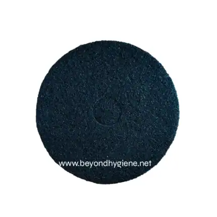 Black cleaning scrubber pad for hygiene and sanitation purposes.