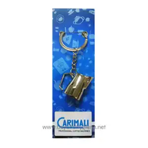 Keychain with mini metallic coffee mug.