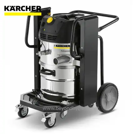 Kärcher professional wet and dry vacuum cleaner used for industrial cleaning and hygiene maintenance. Suitable for commercial and hospitality sanitation needs.