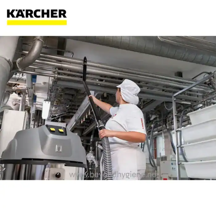 High-pressure industrial cleaning in a food processing facility at Beyond Hygiene Asia.