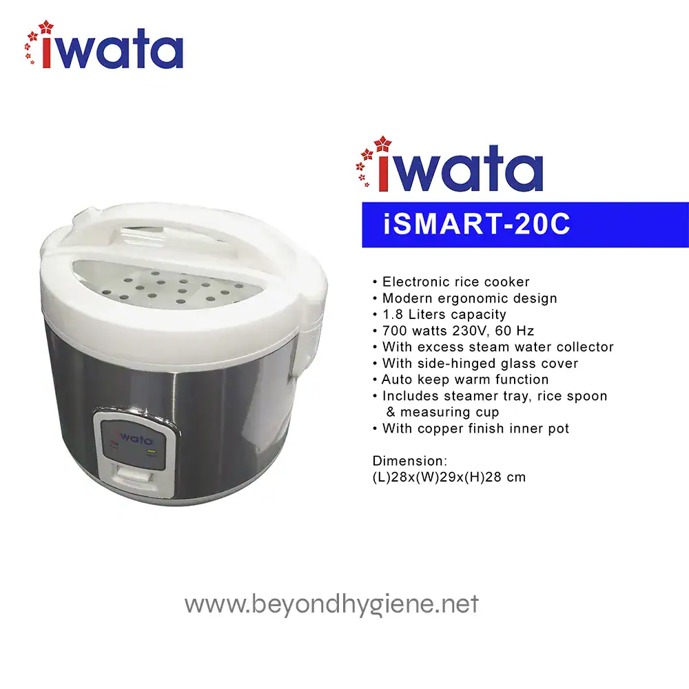 Electronic rice cooker with modern ergonomic design, 1.8 liters capacity, ideal for commercial and household use, featuring auto warm function and steel inner pot.