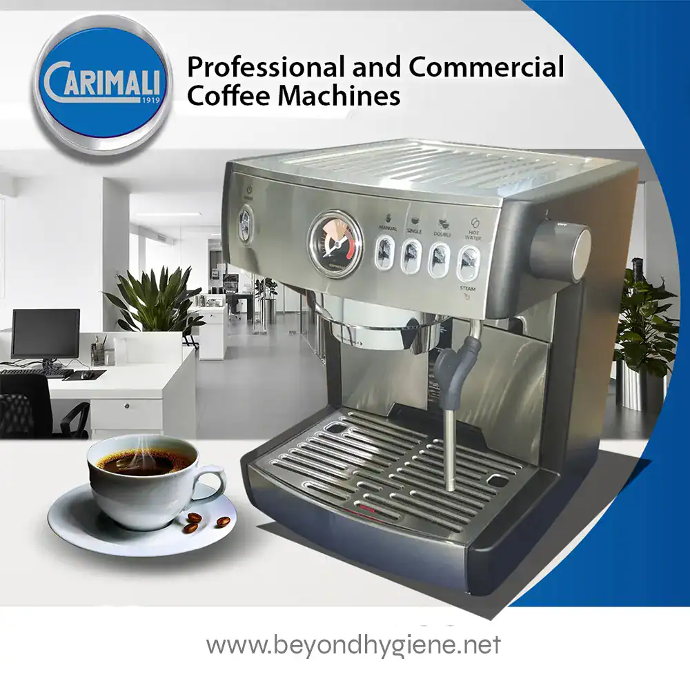 LA CARIMALI ESPRESSO MACHINE CM260 (2) High-quality professional coffee machine for commercial use, ideal for cafes and offices, showcasing stainless steel design and advanced brewing features for optimal coffee experience.