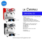 Precision espresso machine La Carimali Crystal E1 for commercial use with high-quality features, user-friendly interface, and programmable hot water doses, ideal for cafes and restaurants.