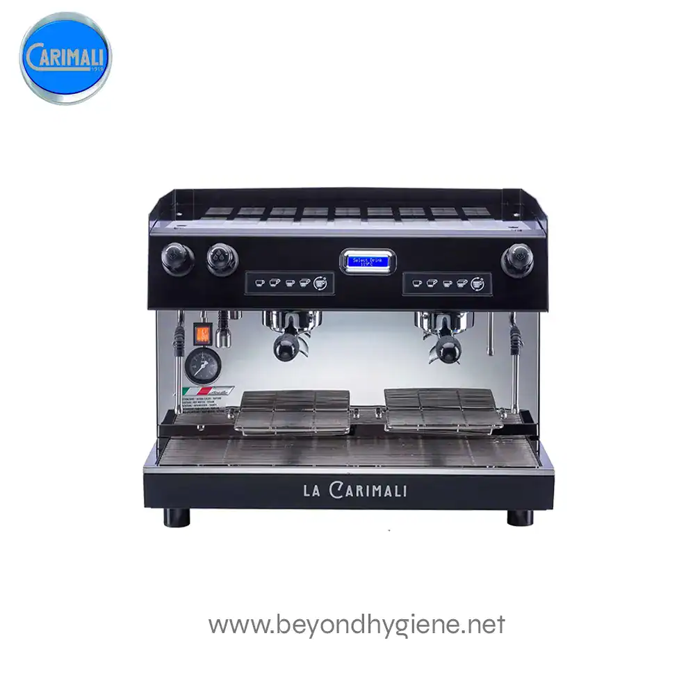 NIMBLE E2 (BLACK) (3) Commercial espresso machine for professional coffee brewing, ideal for cafes and restaurants, featuring dual group heads, temperature controls, and durable stainless steel construction.