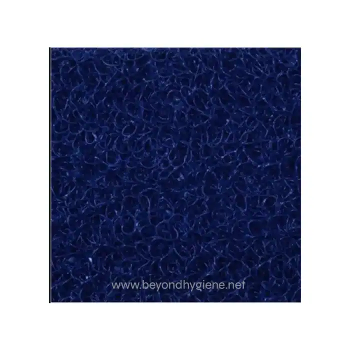Flexible blue cleaning scrubber sponge for hygiene and sanitation applications.