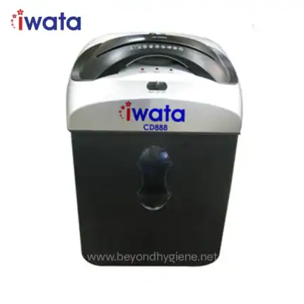 Iwata CD888 commercial paper shredder for secure document disposal, compact design, easy-to-use functionality ideal for office or industrial use.