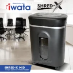 High-capacity office paper shredder for secure document disposal, ideal for businesses seeking reliable document destruction and waste management solutions.