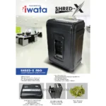 Shred-x pro paper shredder for large office use, 24-sheet capacity, cross-cut security, compact design with casters, ideal for document shredding, energy-efficient 660-watt powerful shredder machine.