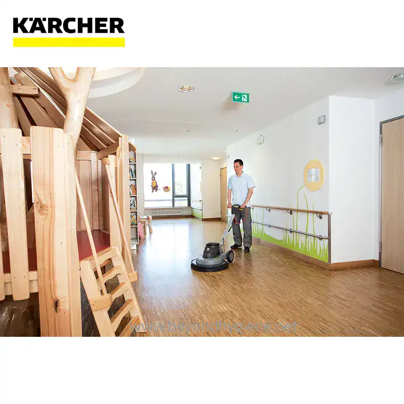 POLISHING MACHINE BDP 501500C (2) Karcher commercial floor cleaning equipment in a child-friendly environment, demonstrating professional hygiene services for childcare facilities.