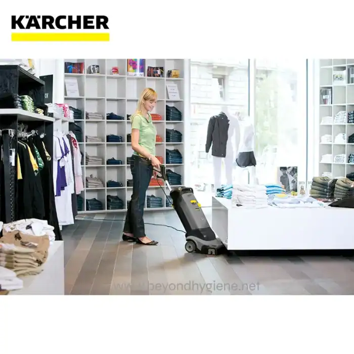 Karcher commercial cleaning equipment in a retail store setting, demonstrating professional hygiene and floor cleaning solutions for retail spaces in Asia.