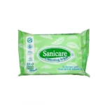 Sanicare cleansing wipes with aloe vera and vitamin E, 35+5 extra sheets, suitable for hygienic hand and face cleaning, Eco-friendly, skin-safe, and gentle on sensitive skin.