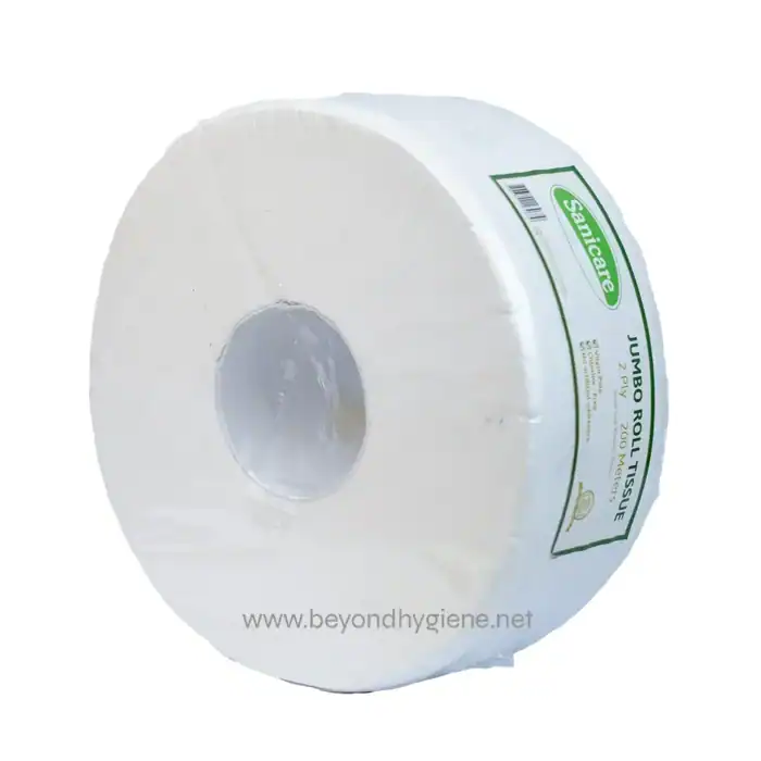 Jumbo roll tissue paper for commercial and industrial cleaning, soft, absorbent, and durable, suitable for high-traffic restrooms and hygiene needs.