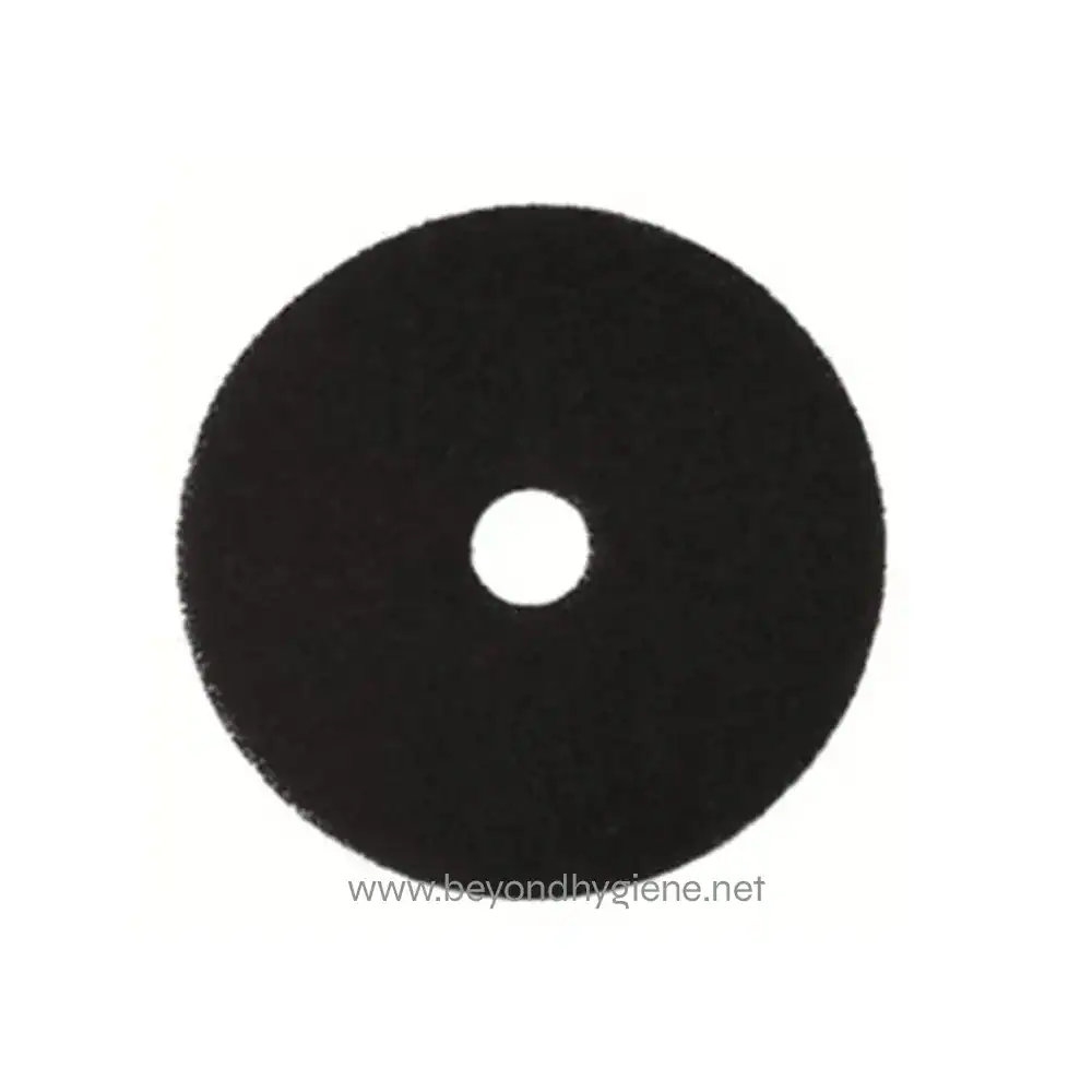 Scotch Brite Thick Floor Stripping Pad 356mm (14in) Black Black foam polishing pad for industrial cleaning and surface preparation, ideal for use in hygiene and sanitation processes in Asia.