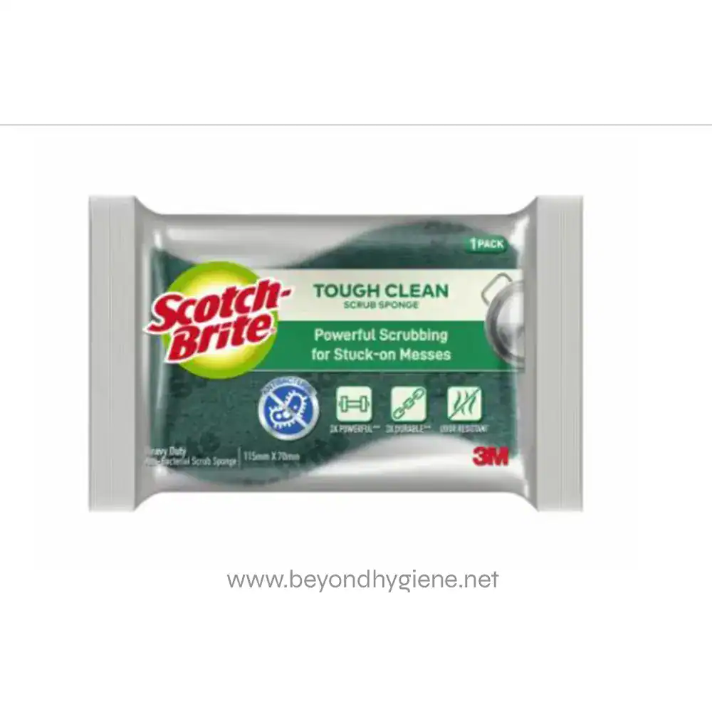 Scotch-Brite® Tough Clean Anti-Bacterial Scrub Sponge 115mm x 70mm (1) Scotch-Brite® Tough Clean Anti-Bacterial Scrub Sponge, 115 mm x 70 mm, 96 Pack/Case