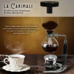 Syphon coffee maker with alcohol burner, continuous heat source for brewing coffee, enhances flavor and aroma, ideal for cafes and home enthusiasts, promoting quality coffee experiences.
