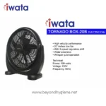 High speed Iwata Tornado Box-20B electric fan for industrial and commercial use with powerful airflow, 20-inch size, 3 speed levels, whisper quiet operation, ideal for Asia markets.