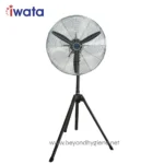 Heavy-duty industrial pedestal fan for commercial ventilation, highlighted by Beyond Hygiene Asia for effective space cooling and air circulation.