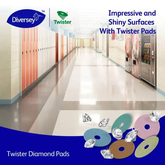 Diamond spa pads for durable, shiny surfaces in commercial facilities.