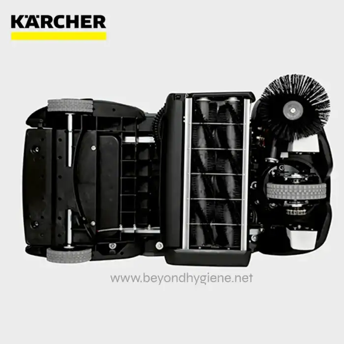 Karcher cleaning equipment with brushes and rollers for professional hygiene maintenance in commercial cleaning services.