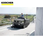 High-efficiency street sweeper on a rooftop, demonstrating professional cleaning solutions for commercial buildings, hospitals, and public spaces by Beyond Hygiene Asia.