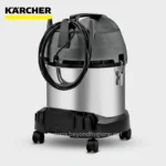 Karcher industrial wet and dry vacuum cleaner for commercial cleaning applications, featuring powerful suction, durable design, and easy mobility for efficient hygiene maintenance.
