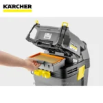 Karcher industrial vacuum cleaner with filtration system for commercial or industrial cleaning needs.