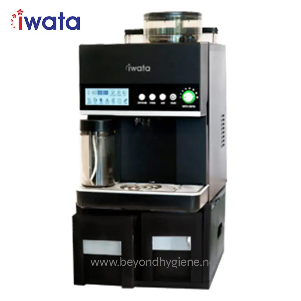 YCC-60B (IWATA) Fully Automatic Espresso Coffee Machine Automatic coffee machine for commercial use, showcasing advanced brewing technology, clean design, and user-friendly interface at Beyond Hygiene Asia.