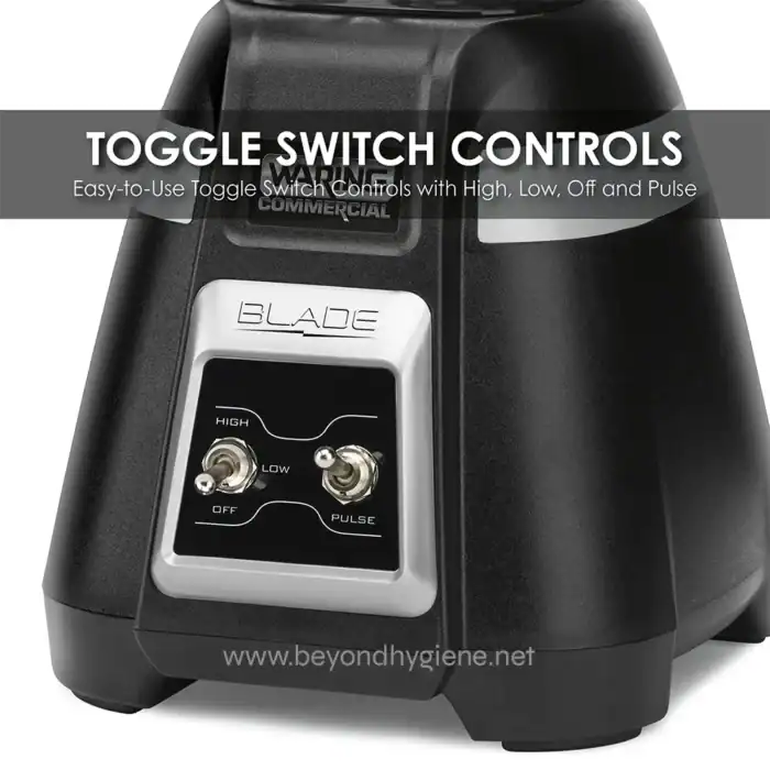 Toggle switch control panel for commercial hygiene equipment, featuring high, low, off, and pulse settings, designed for efficient cleaning solutions.