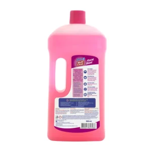 Zonrox Multi Clean Floral Blast disinfectant bleach, 900ml, used for general and industrial cleaning, sanitizing surfaces, toilets, bathrooms, kitchens, and ensuring hygiene.