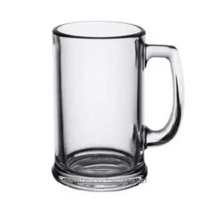Clear glass mug for hot beverages, ideal for cafes and restaurants, enhances hygiene and cleanliness standards in food service environments.