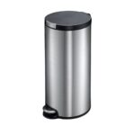 Stainless steel pedal trash bin for hygienic waste disposal in commercial and medical settings. Durable, touchless operation promotes cleanliness and infection control in Asia.