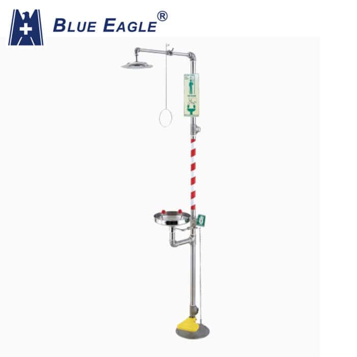 Hand hygiene station with showerhead and sanitizer dispenser – essential for healthcare safety and infection control.