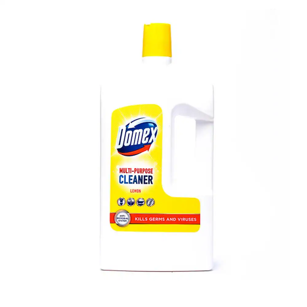 Effervescent cleaning bottle with Domex Multi-Purpose Cleaner for infection control and sanitation, emphasizing germ and virus removal.