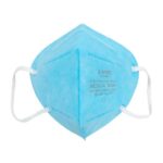 KN95 blue medical face mask, disposable non-woven protective mask for hygiene, safety, and health.