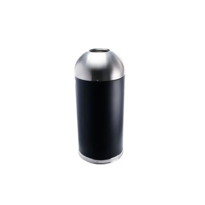 Disinfectant soap and sanitizer dispenser with stainless steel top and black body, ideal for hygiene and cleanliness in commercial and public spaces.