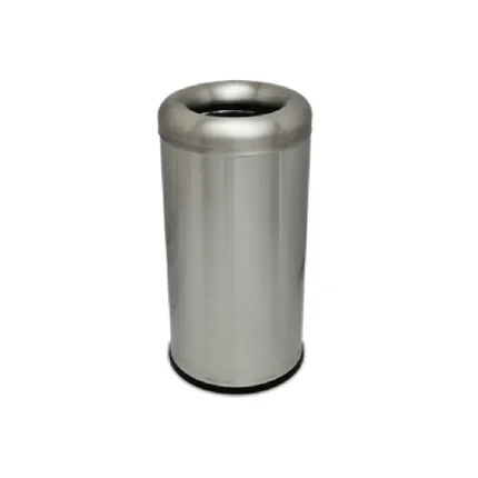 Stainless steel trash bin for hygienic waste disposal, ideal for commercial and public spaces. Durable and easy to clean, promoting cleanliness and sanitation.