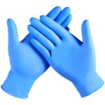Blue disposable gloves for hygiene and safety.
