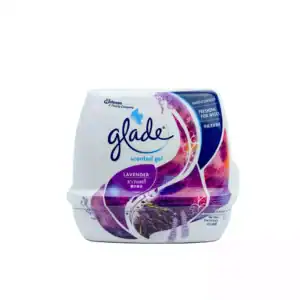 Lavender scented gel air freshener by Glade, long-lasting freshness for homes and offices, with a calming lavender fragrance.