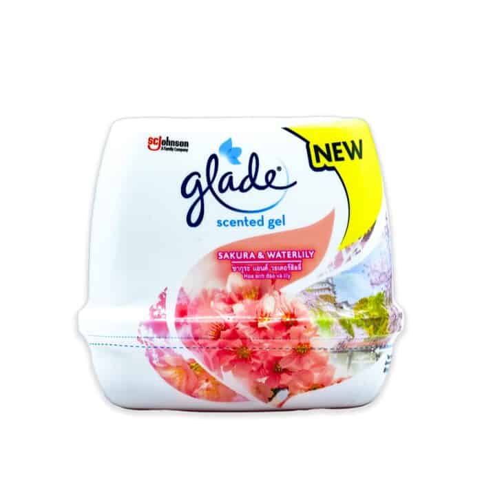 Glade scented gel air freshener with sakura and water lily fragrance, innovative bathroom deodorizer, beyond hygiene asia product highlight.